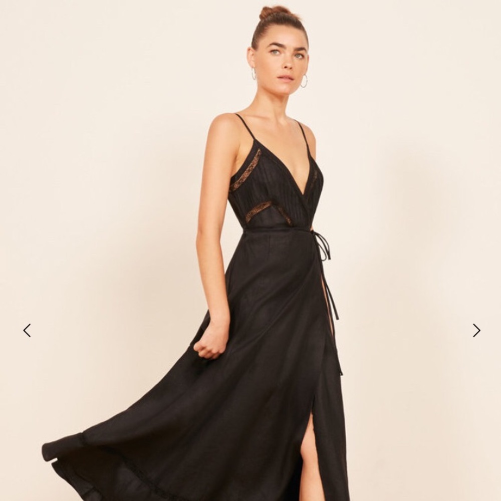 Reformation Daria dress black wrap dress